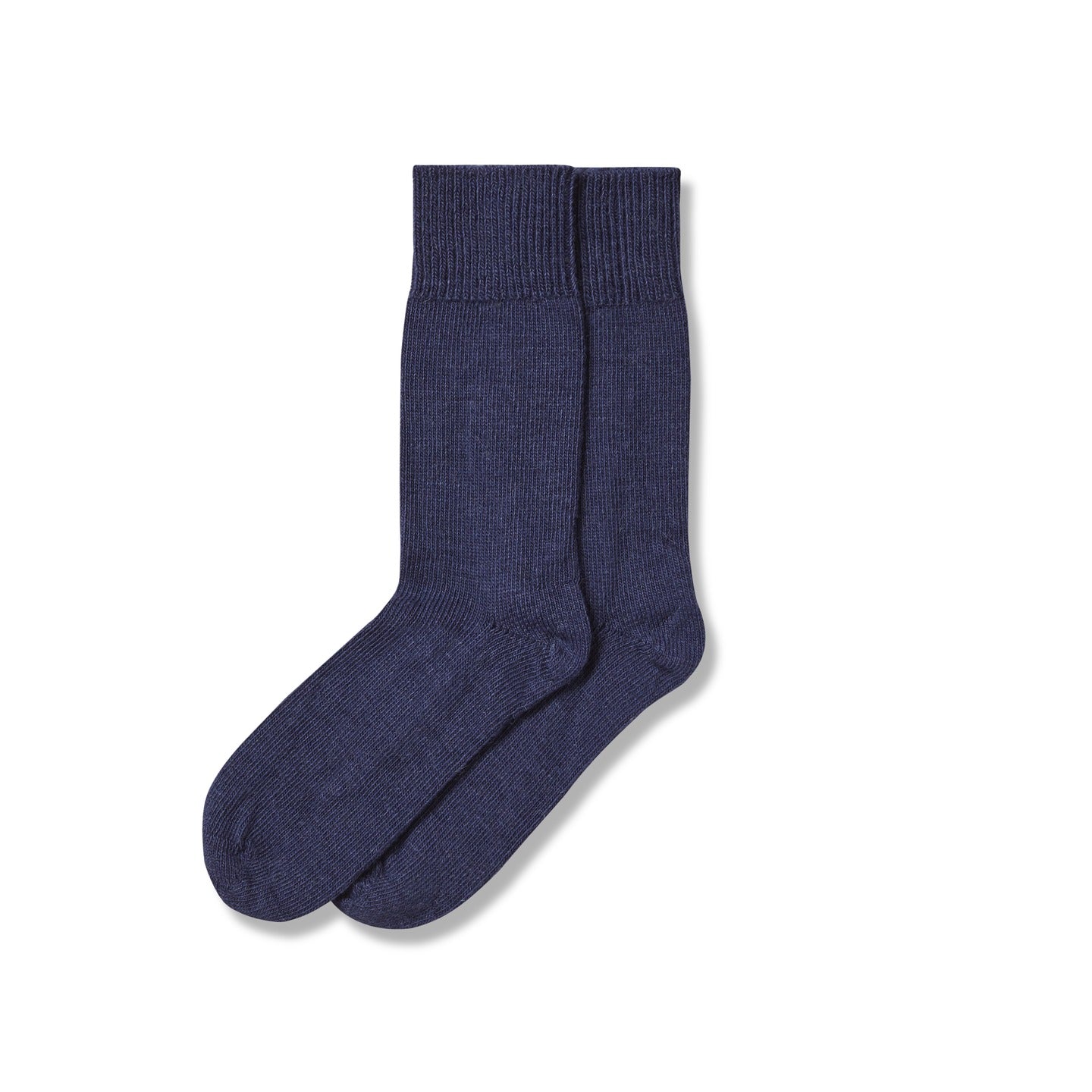 Navy everyday alpaca socks, UK size 8-10, laid flat on a white background