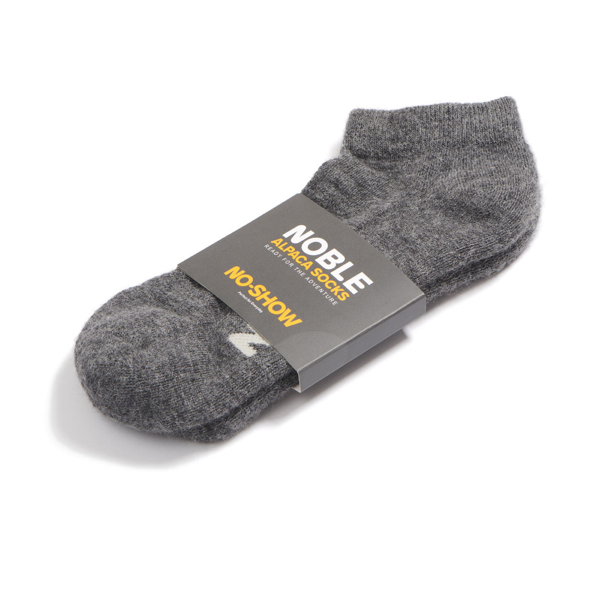 Grey Noble alpaca no-show sock with a Noble paper band